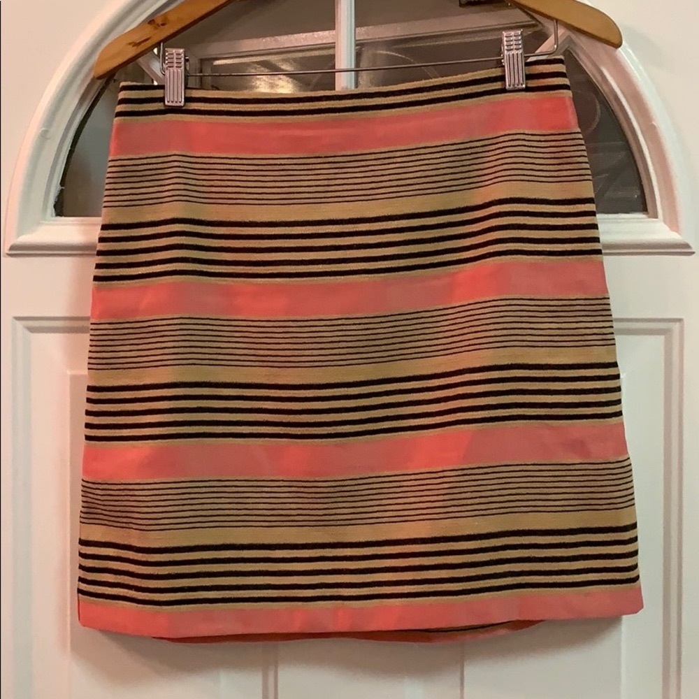 {LOFT}Sz 6 Pink/Beige/Blk Striped Mini Skirt